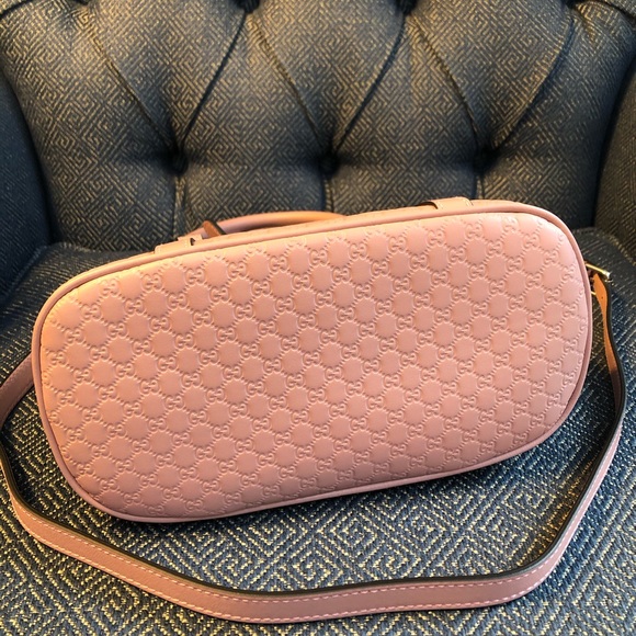New Gucci Guccissima Pink Leather Bag Long Strap Dome - Picture 8 of 11